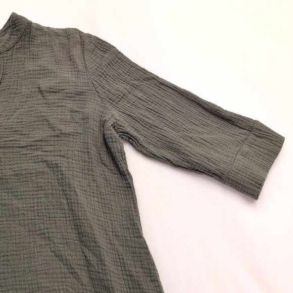 Susan Tyler Cotton Gauze Maxi Dress Olive V-Neck Size L - Picture 6 of 12